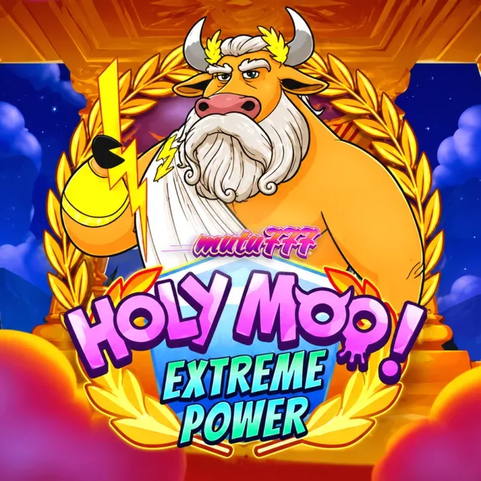 Tampilan visual slot Holy Moo! Extreme Power dengan tema dewa sapi