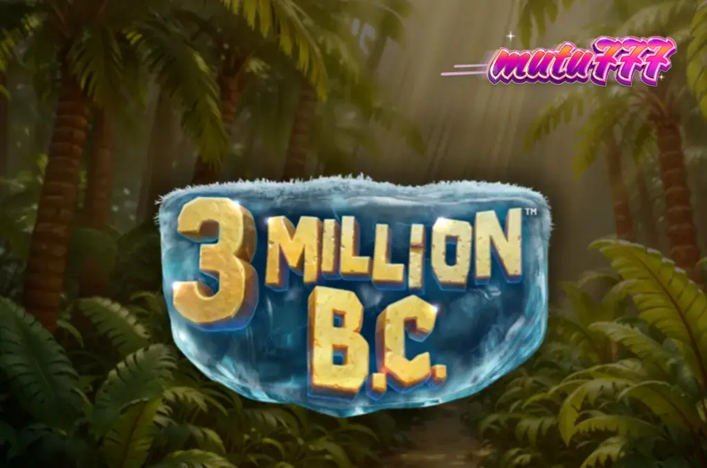 Ilustrasi slot 3 Million B.C. dengan latar belakang Zaman Batu dan simbol-simbol permainan.